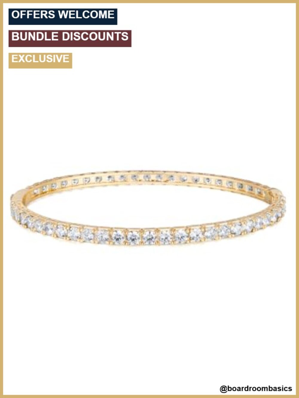 5A Cubic Zirconia Yellow Gold Plated Bangle Bracelet for Women Wedding Jewelry